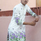 WHITE  PURPLE LOTUS HEAVY FLORAL EMBROIDERED KURTA WITH PAJAMA