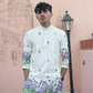 WHITE  PURPLE LOTUS HEAVY FLORAL EMBROIDERED KURTA WITH PAJAMA