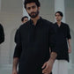 BLACK HEND WORK MOTIF EMBROIDERED KURTA WITH PAJAMA