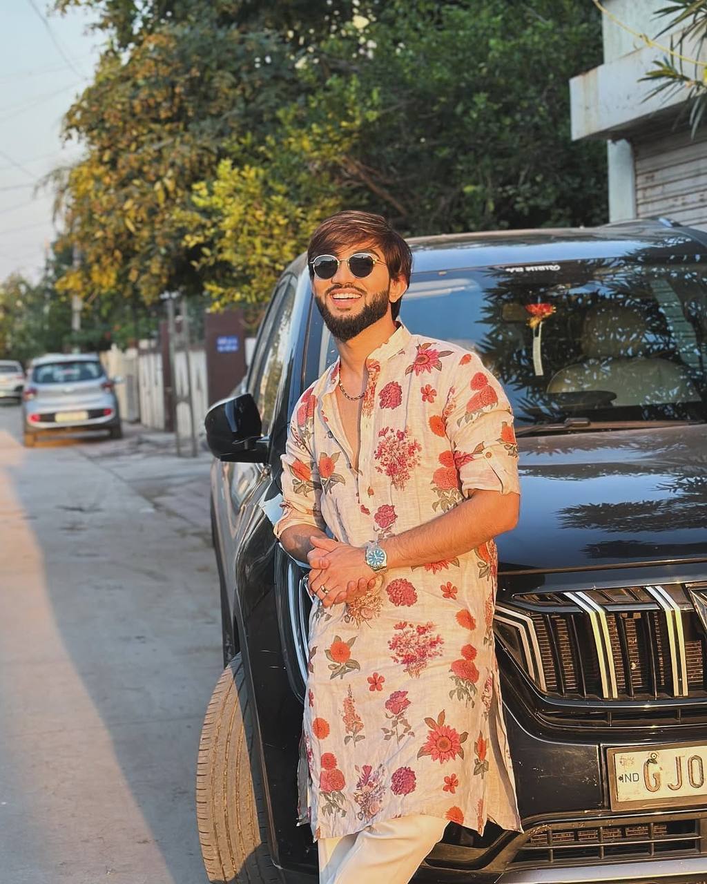 IVORY ROSE  PRINTED KURTA PAJAMA SET FOR MEN'S
