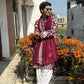 MARRON KURTA WITH WHITE THREAD WORK