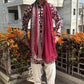 MARRON KURTA WITH WHITE THREAD WORK