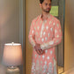 BABY PINK FOIL EMBROIDERRED KURTA PAJAMA SET FOR MEN'S