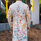WHITE FLORAL PRINTED AND SEQUINS WORK KURTA WITH PAJAMA SET FOR MEN