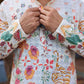 WHITE FLORAL PRINTED AND SEQUINS WORK KURTA WITH PAJAMA SET FOR MEN