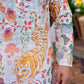 WHITE FLORAL PRINTED AND SEQUINS WORK KURTA WITH PAJAMA SET FOR MEN