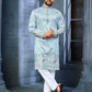 SKY BLUE  MULTI THREAD EMBROIDERY DEER PATTERN DAAMAN CONCEPT KURTA