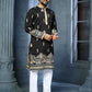BLACK MULTI THREAD EMBROIDERY DEER PATTERN DAAMAN CONCEPT KURTA