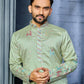 PISTA GREEN MULTI THREAD EMBROIDERY DEER PATTERN DAAMAN CONCEPT KURTA