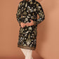 Men's Georgette Persian Embroidered BLACK  & Multi Long Kurta