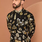 Men's Georgette Persian Embroidered BLACK  & Multi Long Kurta