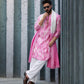 Pink Mirror Work Kurta pajama and dupatta set For Men