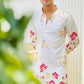 WHITE COW WITH LOTUS PRINTED KURTA SET