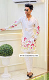 WHITE COW WITH LOTUS PRINTED KURTA SET