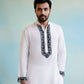 White Neck black  Cotton Embroidered Work Men's Kurta with Pajama